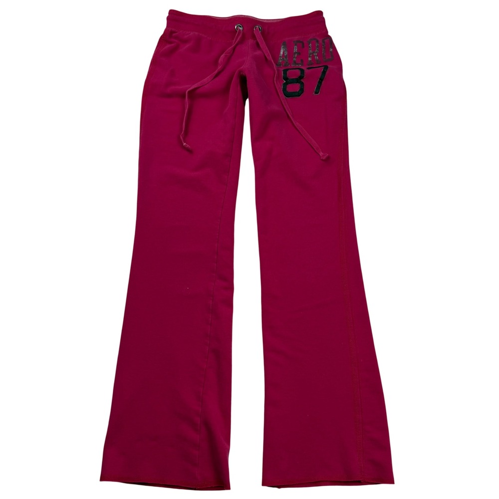VTG Y2K Aeropostale Ultra Low Rise Magenta Flare Leg AERO 87 Sweatpants XS